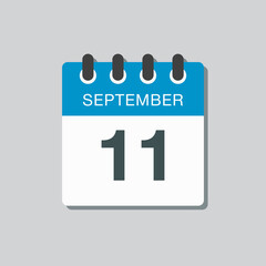 Calendar icon day 11 September, template date days