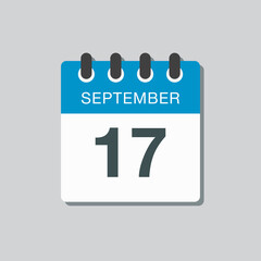 Calendar icon day 17 September, template date days