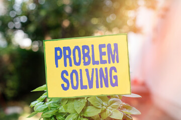 Writing note showing Problem Solving. Business concept for having a good capability of finding a...