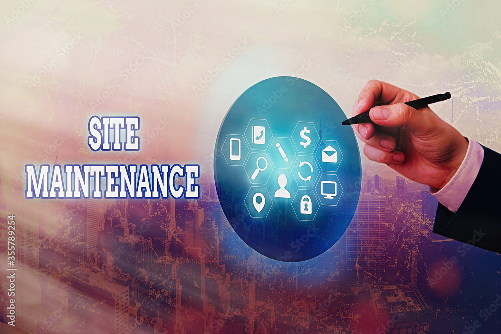 Poster text sign showing site maintenance. business photo text monitoring and regularly checking your websi