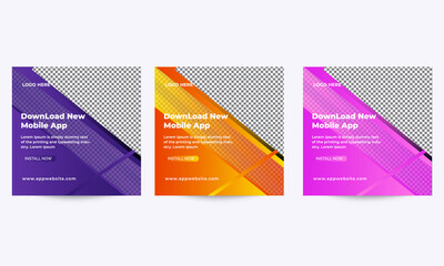 set of colorful vector banners | social media post-ads mobile app promotion template