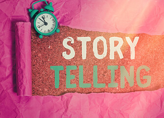 Word writing text Story Telling. Business photo showcasing narrative style of uttering sequence of...