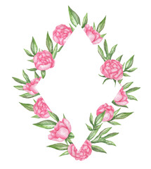 Frame peonies rhombus