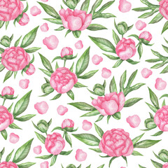 Pattern of peonies and petals