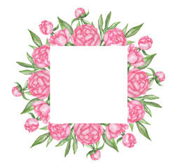 Square frame of peonies