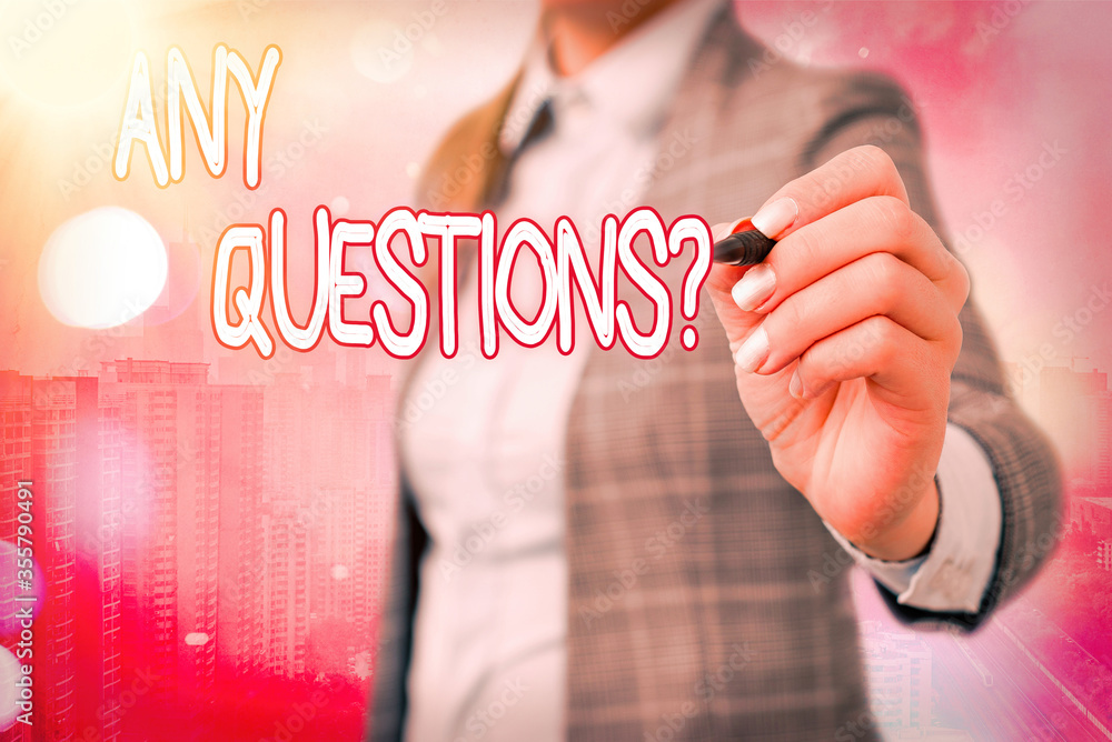 Aufkleber word writing text any questions question. business photo showcasing allowing any interrogative state