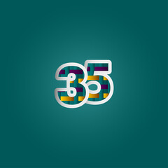 35 Years Anniversary Celebration Elegant Color Number Vector Template Design Illustration