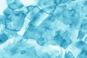 Obraz premium Abstract watercolor background with pastel blue painted color splash pattern and watercolor paper texture