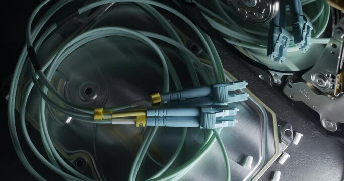 Fiber cable reflecting on Hard Drive platte while spinning up and reading data