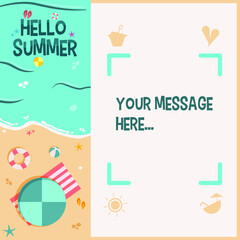 summer season holiday invitation or greeting card background template flat vector illustration