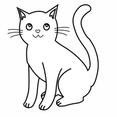 character design outline of a cat. black and white line art vector illustration