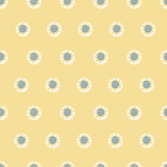 groovy yellow geometric flower pattern. seamless bold retro vector floral pattern. Pretty daisie stylized pattern.