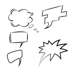 Black and white speech bubbles, cloud footnote