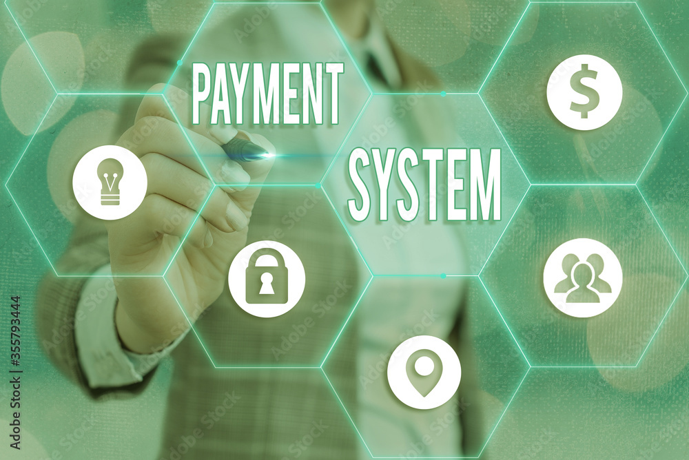 Poster writing note showing payment system. business concept for different transaction method allowing the 