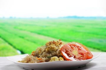 'Mie lethek' an traditional noodles from Indonesia that made from cassava flour