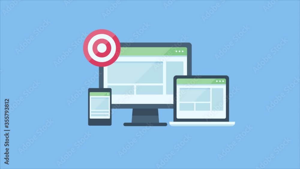 Poster responsive website showing on different devices. targeting online audience with cross device marketi