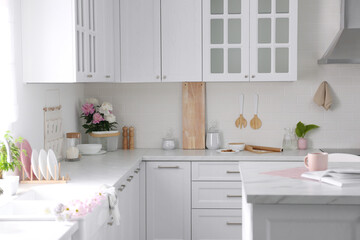 Beautiful kitchen interior with new stylish furniture