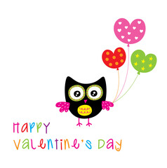 valentine's owl greeting with love balloon