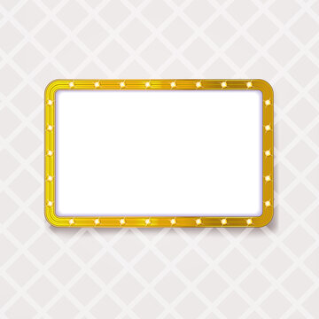 golden rounded frame with light lamps and space for text