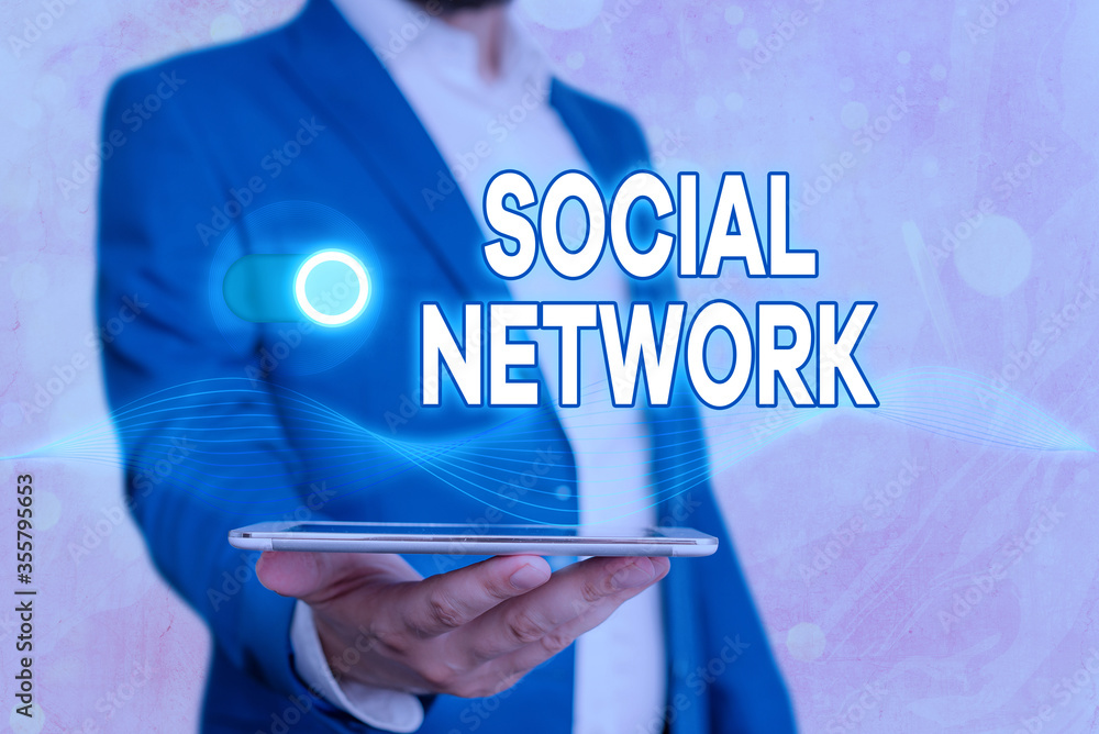 Poster handwriting text social network. conceptual photo a framework of individual linked by interan indivi