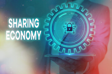 Handwriting text Sharing Economy. Conceptual photo a system where assets are shared privately...