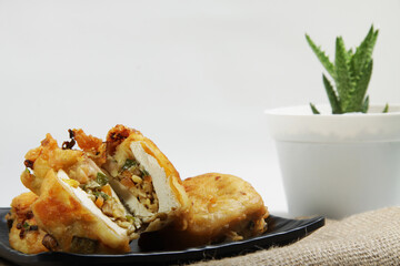 Tahu susur, a kind of Indonesian food that made from fried tofu that filled with vegetables