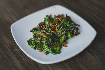 plate of sauteed beet greens