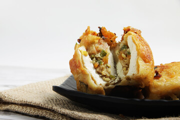 Tahu susur, a kind of Indonesian food that made from fried tofu that filled with vegetables