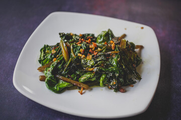 plate of cooked beet greens