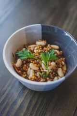 healthy salad with wheat berries and white beans
