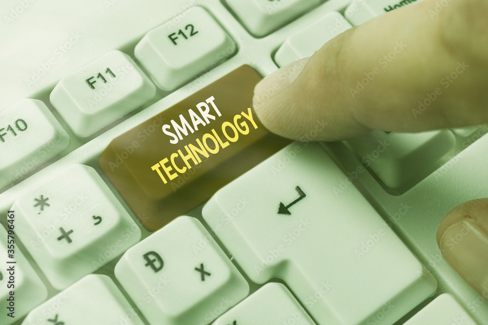 Poster conceptual hand writing showing smart technology. concept meaning used to protect and prevent errors