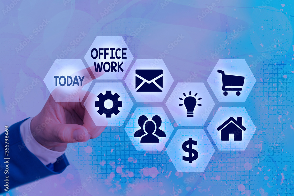 Poster conceptual hand writing showing office work. concept meaning a work that primarily happens in the of