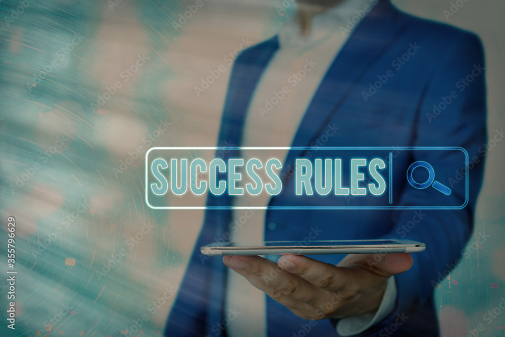 Poster handwriting text success rules. conceptual photo established ways of setting goals making it easier 