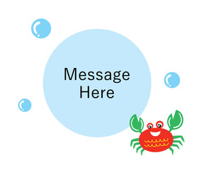 cute crab card with bubble vector