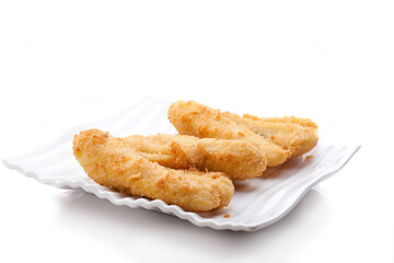 Fried bananas. Bananas wrapped in flour, eggs, and spices, then deep fried.