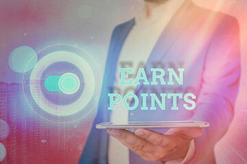 Word writing text Earn Points. Business photo showcasing a fund rewarded automatically after...