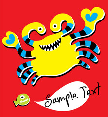 cute crab monster cartoon vector