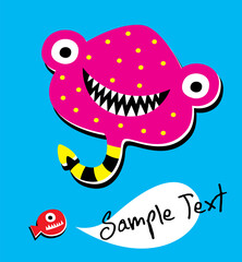 cute stingray monster cartoon vector