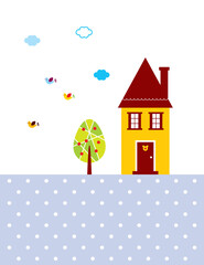 sweet cottage house wallpaper vector