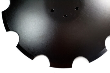 Disc harrows for tractor for tillage, black shot on a white background. Background for agricultural...