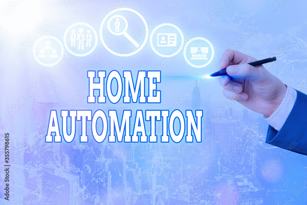 Poster conceptual hand writing showing home automation. concept meaning monitoring the electrical activity 