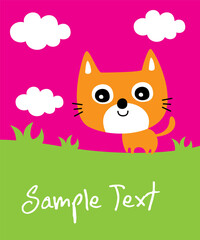 cute happy cat cartoon vector