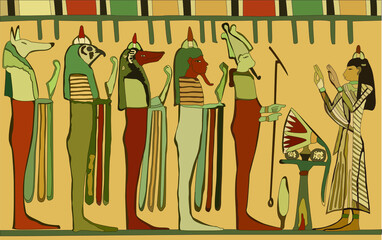 Ancient Egyptian mural imitation illustration