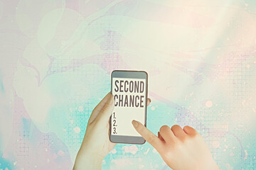 Text sign showing Second Chance. Business photo showcasing the opportunity given to someone, allows...