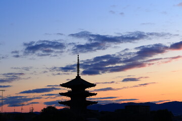 Sunset scene at Yasaka pagoda in hokan-ji temple, Higashiyama Kyoto Japan