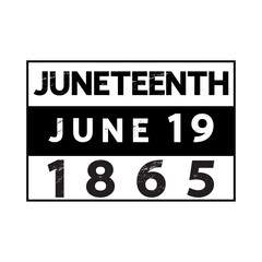 Juneteenth 1865 June 19 poster, t-shirt design, banner, card, festive sticker. American holiday Freedom (Jubilee, Cel-Liberation) Day concept.
