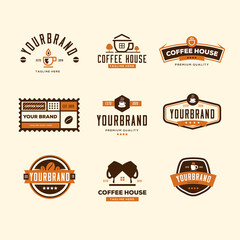 Set collection of coffee logos. its good for branding cafe coffee shop or coffee maker, Vector illustration on white background