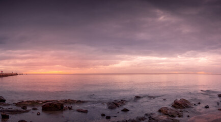 Fototapeta na wymiar Panoramic Seaside Sunrise