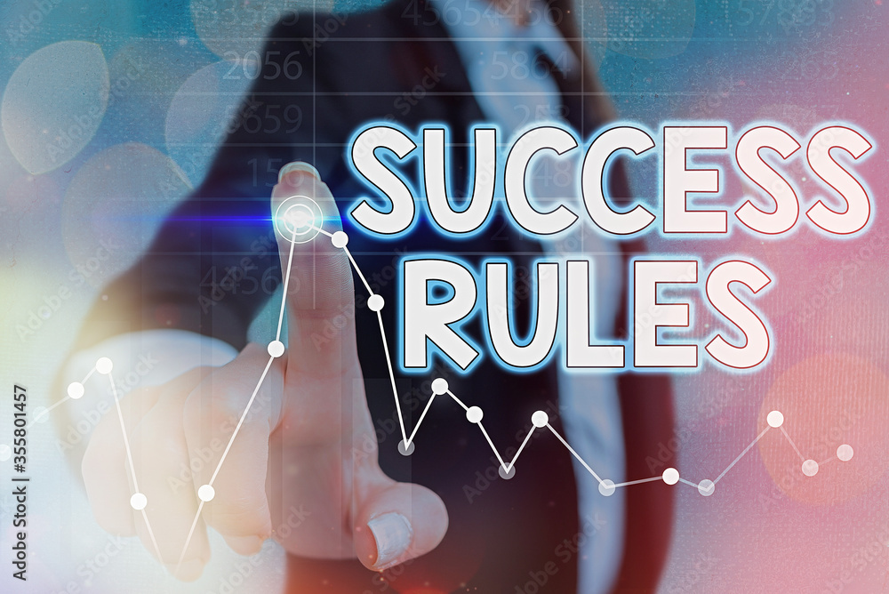Poster conceptual hand writing showing success rules. concept meaning established ways of setting goals mak