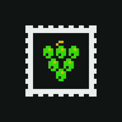 Grape pixel art icon. Design for logo, web, sticker and mobile app. Isolated vector illustration.